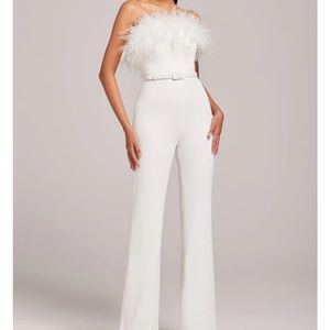 Nadine Merabi Colette white/feather jumpsuit